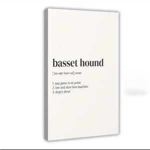 Basset Hound Definition Canvas Wall Art - White Unframed